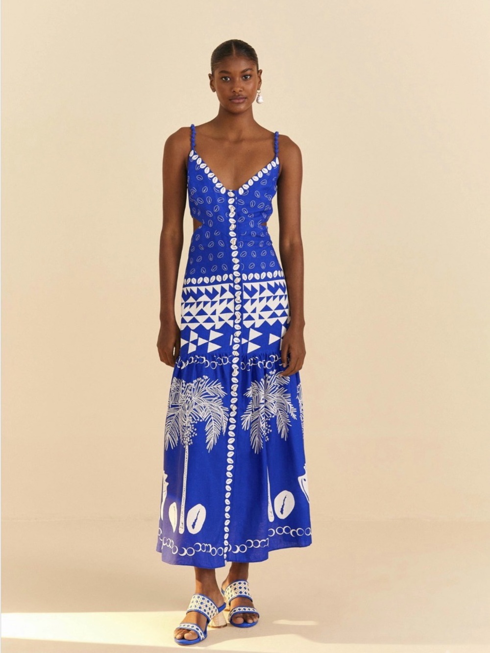 FARM Rio Cobalt Blue Printed Maxi Dress
